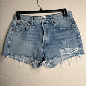Agolde Light Blue Distressed Jean Shorts